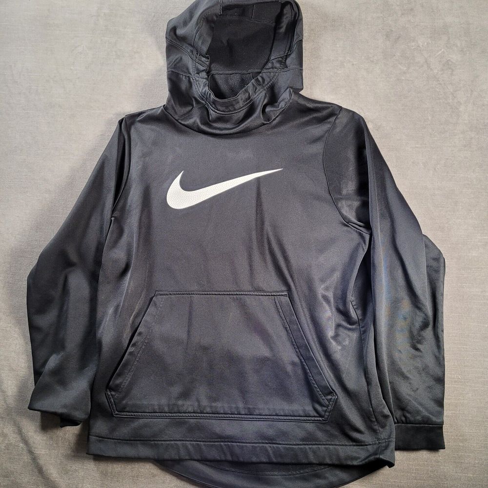 Nike Center Swoosh Vintage Pull Over Hoodie Black Mens Size Large